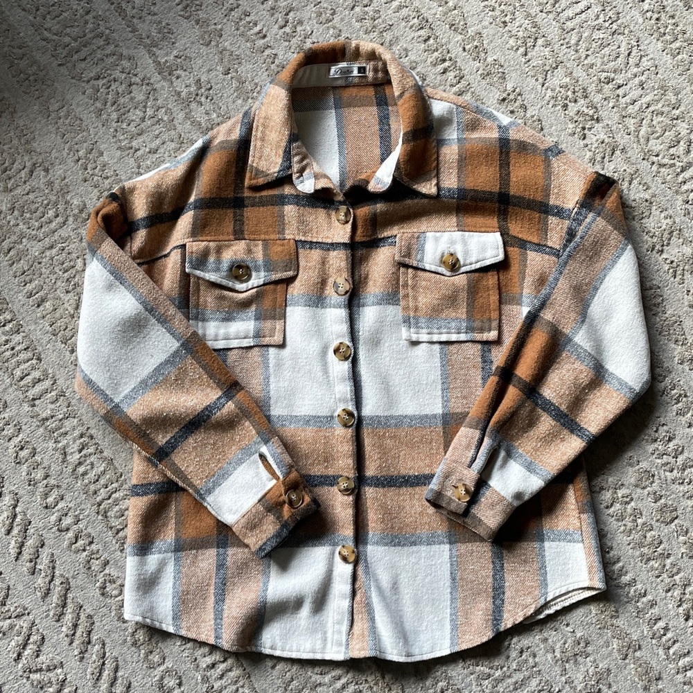 Plaid Shirt in Brown and White